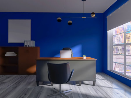 Home office interior 3d render, 3d illustrationの写真素材