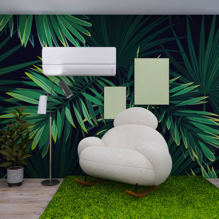Air conditioning room design, plants 3d render, 3d illustrationの写真素材