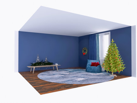 room interior christmas 3d render, 3d illustrationの写真素材