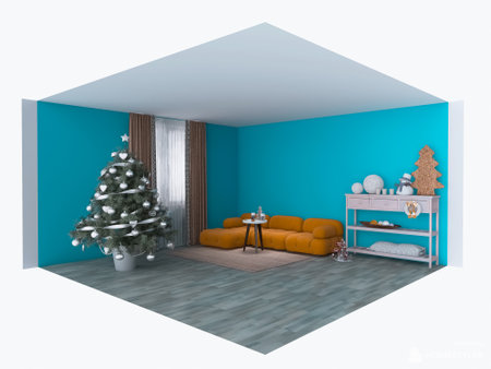 room interior christmas 3d render, 3d illustrationposter, template, santa, luxury, comfortable, classic, style, contemporary, happy, minimal, elegant, indoors, fireplace, empty, ceの写真素材