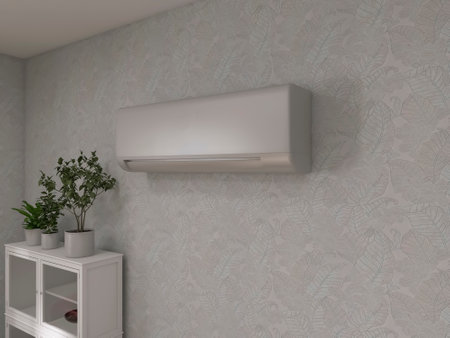 Air-conditioned room interior 3d render, 3d illustrationの写真素材