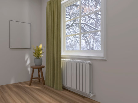 Living room interior with battery 3d render, 3d illustrationの写真素材