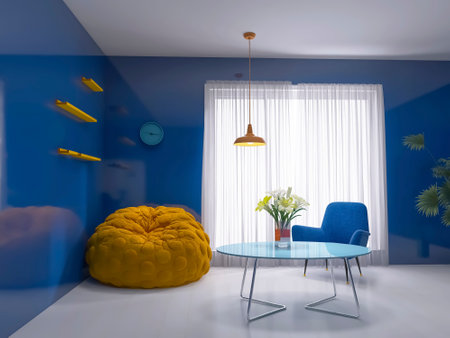 Living room design 3d render, 3d illustration