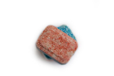 dishwasher capsules isolated on white backgroundの写真素材