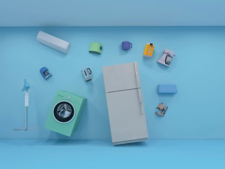 Different home appliances 3d render, 3d illustrationの写真素材