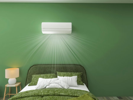 Air-conditioned bedroom design, 3d render, 3d illustrationの写真素材