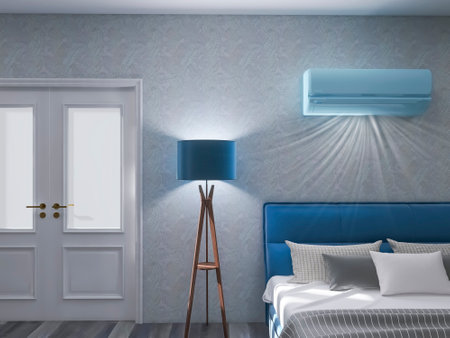 Air-conditioned bedroom design, 3d render, 3d illustrationの写真素材