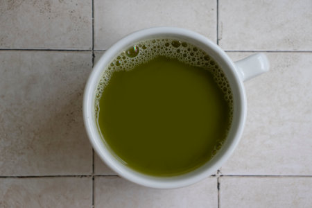 Matcha tea on old backgroundの写真素材