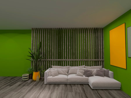 Living room interior design 3d render, 3d illustration