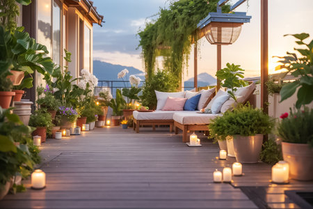 Outdoor terrace interior design, flowerpotの素材