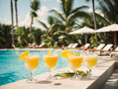 Daiquiri cocktails by the poolの素材