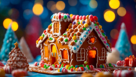 Gingerbread house, christmas backgroundの素材