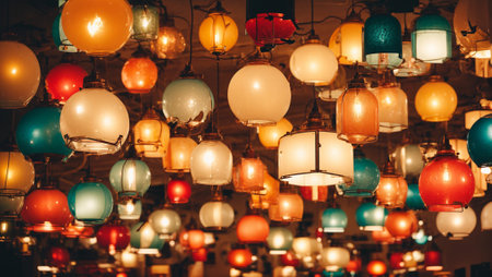 Ceiling lamps close-upの素材