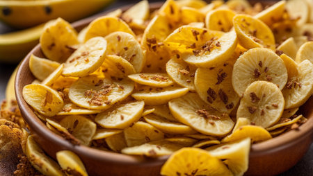 Delicious appetizing banana chipsの素材