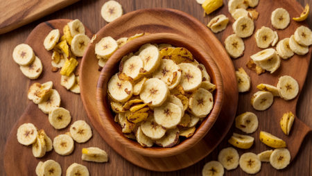 Delicious appetizing banana chipsの素材