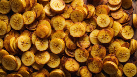 Delicious appetizing banana chipsの素材