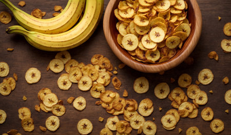 Delicious appetizing banana chipsの素材
