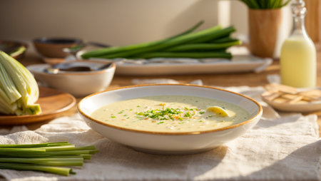 Creamy leek soup in the kitchenの素材
