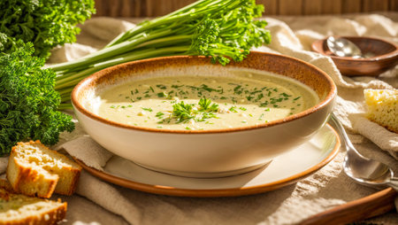 Creamy leek soup in the kitchenの素材