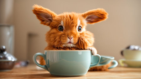 Cute rabbit in a cupの素材