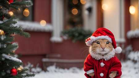 cute mouse in santa hatの素材