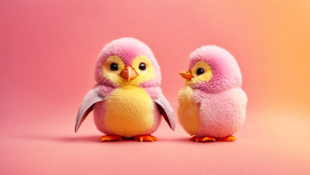 Cute cartoon penguin on a color backgroundの素材