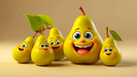cute cartoon fruit pearの素材