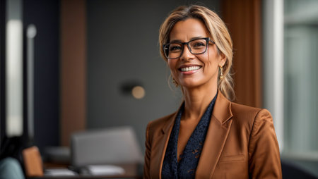 Beautiful adult woman businesswoman in the officeの素材