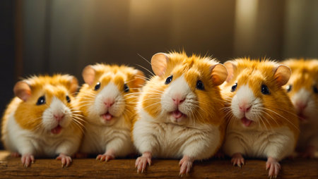 Lots of cute funny fluffy hamstersの素材
