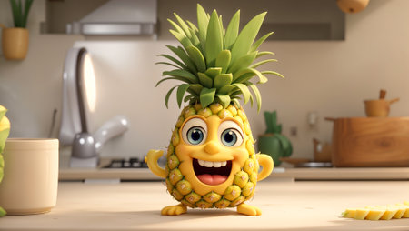 cute cartoon pineappleの素材