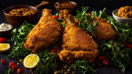 Fried crispy chicken legsの素材