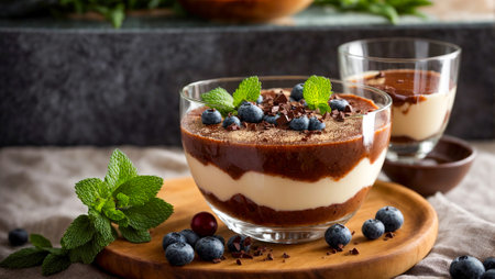 Panna cotta dessert with chocolateの素材