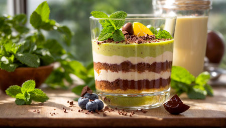 Panna cotta dessert with chocolateの素材