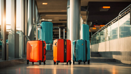 Suitcase in an empty airportの素材