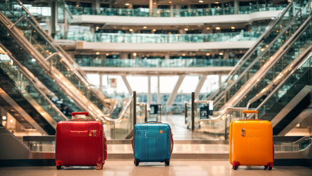 Suitcase in an empty airportの素材