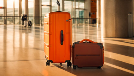 Suitcase in an empty airportの素材