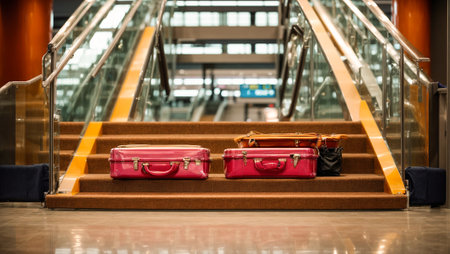 Suitcase in an empty airportの素材