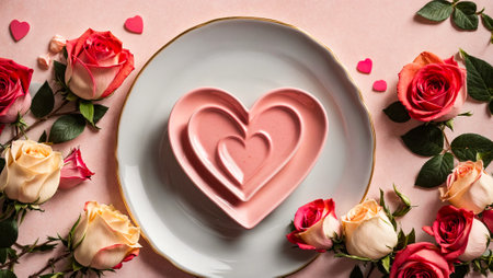 Plate heart, rose flowerの素材