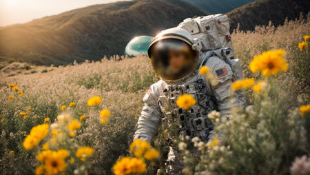 astronaut with flowersの素材
