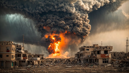 Explosion, destroyed houses Palestineの素材