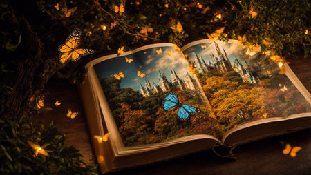 magical old book, fairytale castleの素材