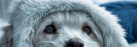 cute dog in a blanketの素材