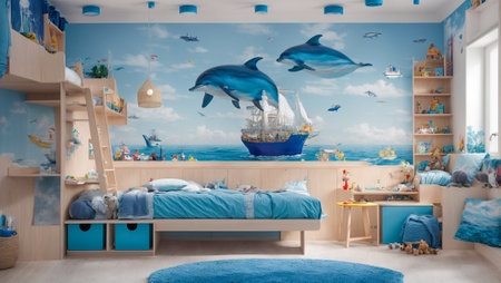 Design of a children's room in a marine styleの素材