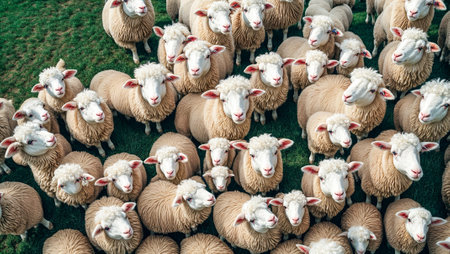 Cute funny sheep in a clearingの素材