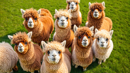 Cute funny alpaca in the clearingの素材