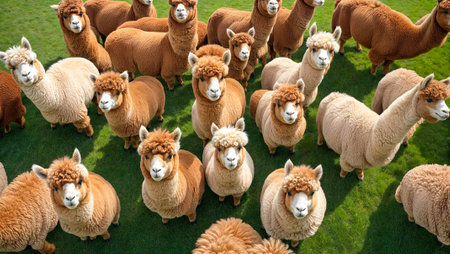 Cute funny alpaca in the clearingの素材