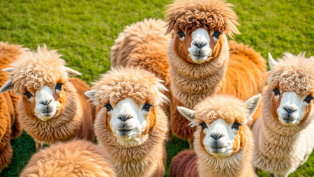 Cute funny alpaca in the clearingの素材