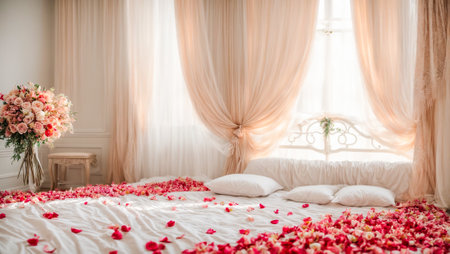 Bedroom with rose flowersの素材