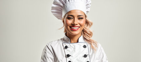 Portrait of a beautiful female chef smilingの素材
