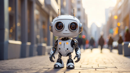 Cute little robot on the streetの素材